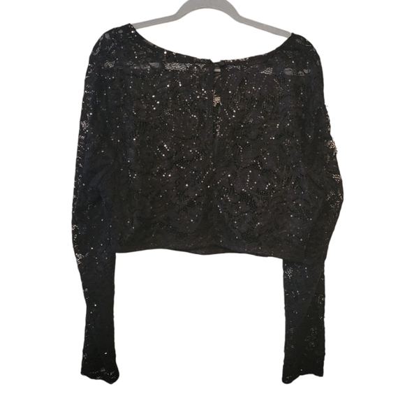 B. Darlin Black Sequin Lace Crop Top Size 20W - Picture 3 of 4